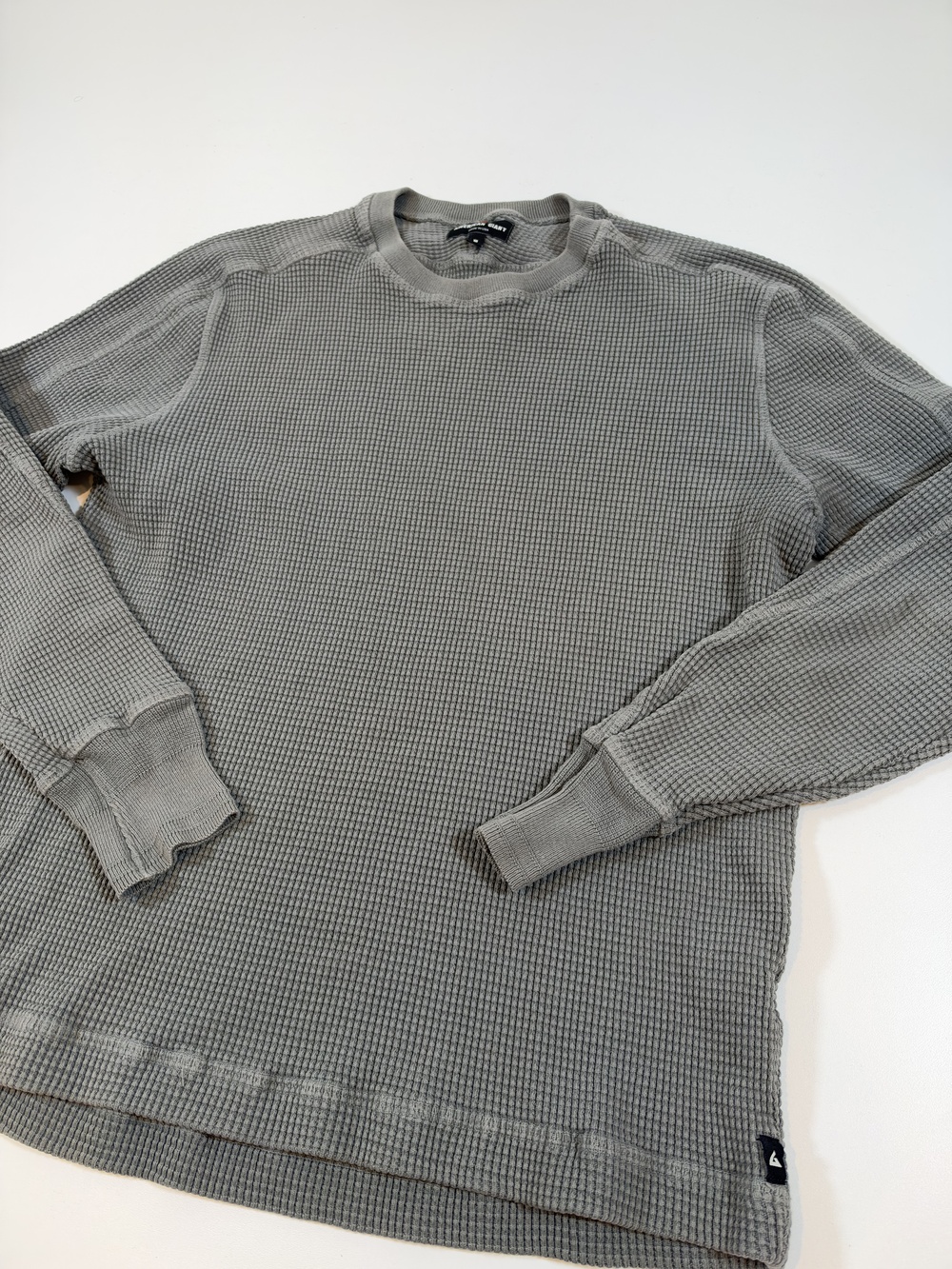 American Giant Shirt Mens Medium Gray Thermal Waffle Crewneck Long Sleeve USA